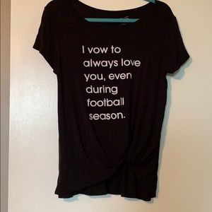 Football T-shirt with tie on front